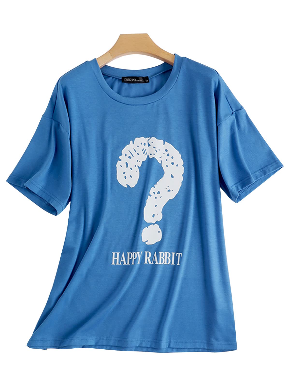 ZANZEA Women's Short Sleeve Graphic Tee - Funny Letter Printed Crewneck T-Shirt | Summer Casual Tops for Women | Perfect for Beach Outings, Weekend Wear & Girlfriend Gifts