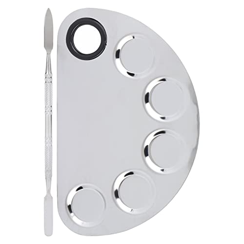 Professional Stainless Steel Makeup Mixing Palette with Textured Handle - Smooth Surface for Blending Foundation, Concealer & Creams - Ideal for Makeup Artists & Beauty Enthusiasts