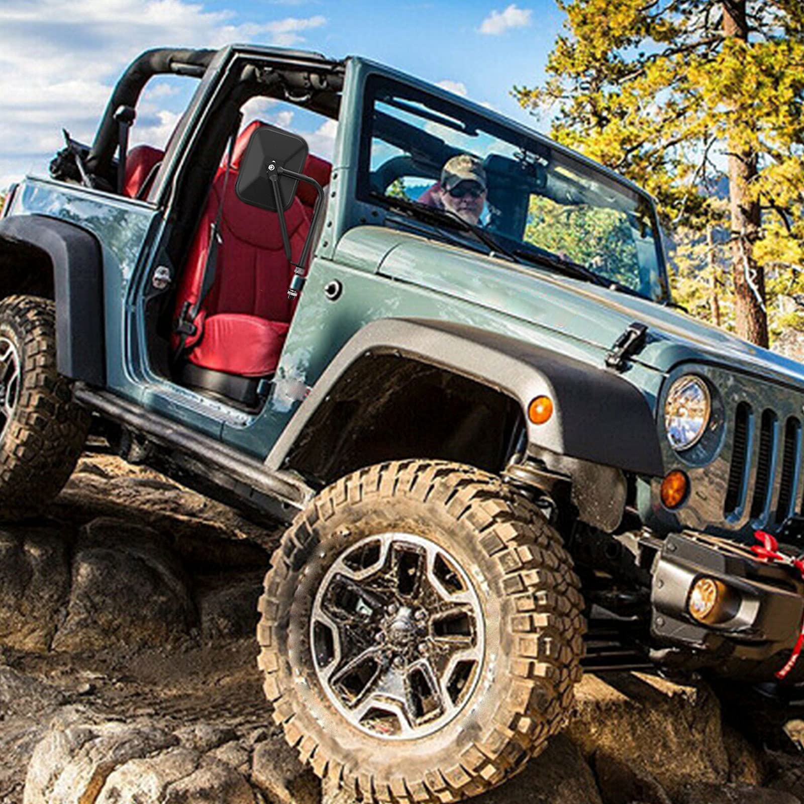 Jeep Wrangler JK JL & Unlimited Door Off Mirror - Wider View, Easy Install Side Mirrors for Off-Roading, Trail Riding & Adventure Driving
