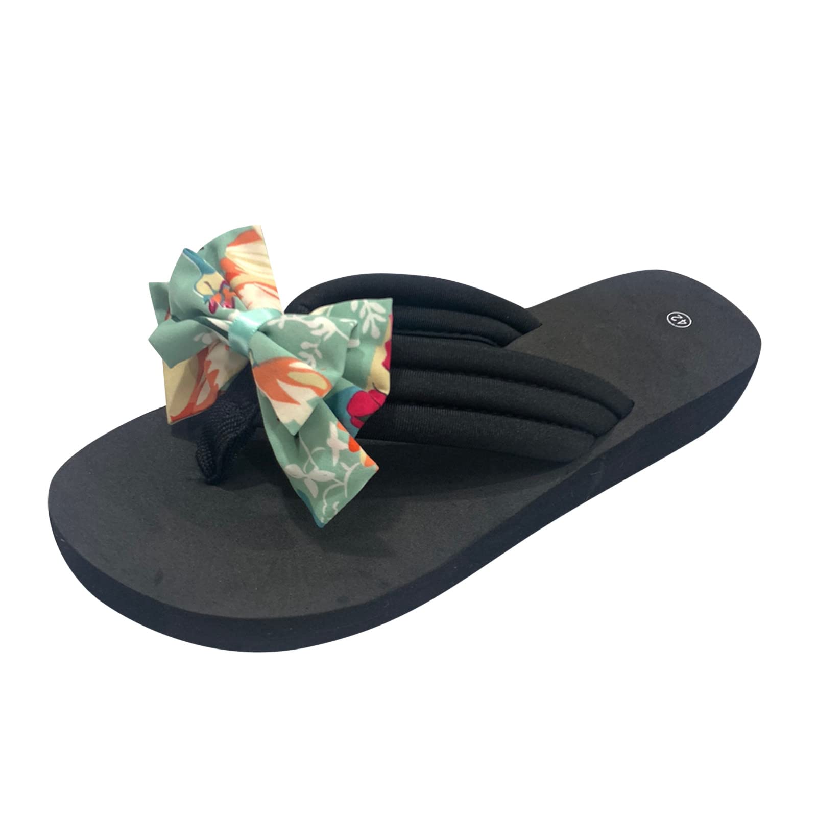 Thyone Women's Multi-Color Wedge Flip Flops - Striped Beach Sandals, Fashion Slippers with Open Toe for Summer Casual Wear, Bathroom & Poolside Use
