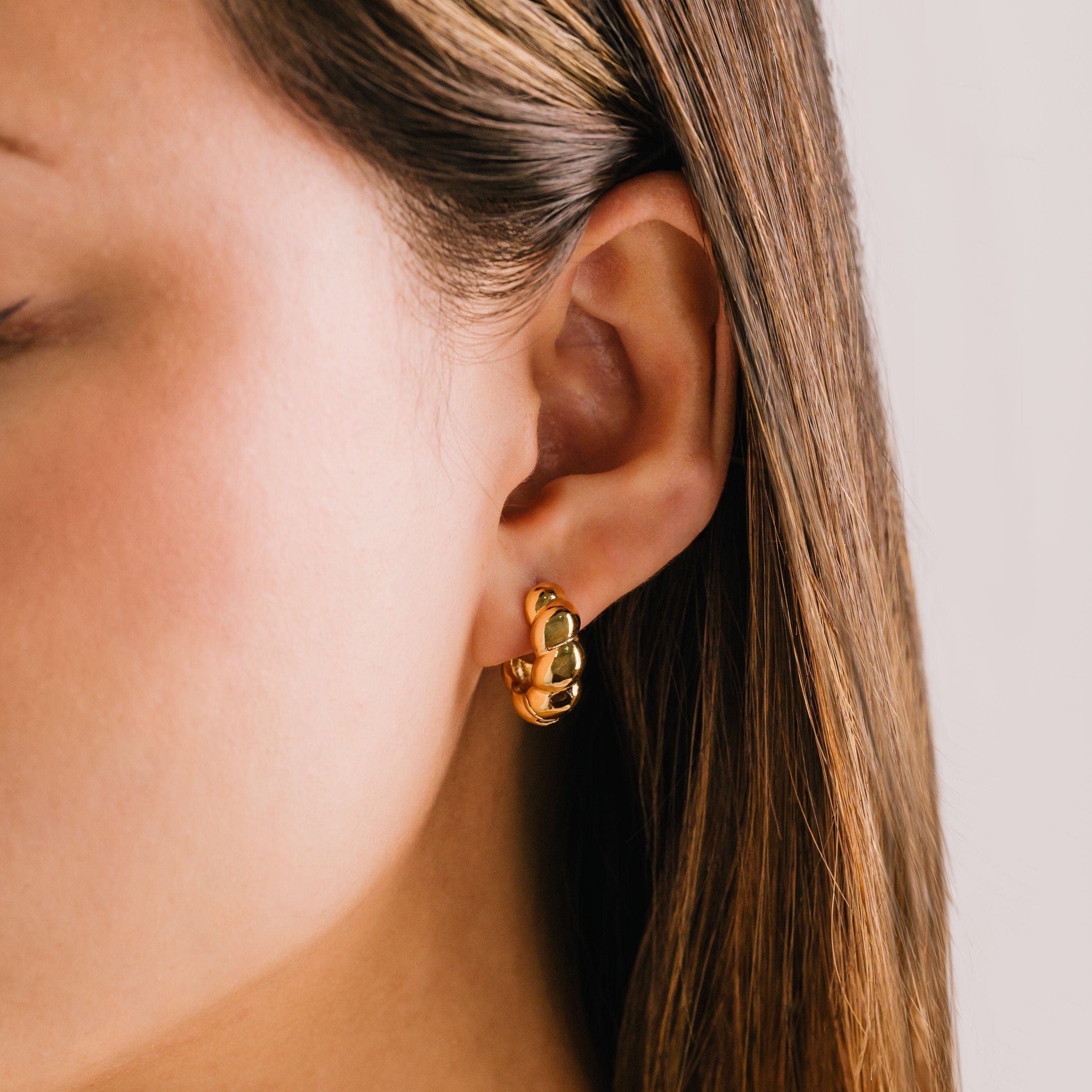 Croissant Puff Hoop Earrings for Women - Trendy French Bakery Inspired Jewelry - Perfect for Casual Wear, Date Night & Boho Fashion