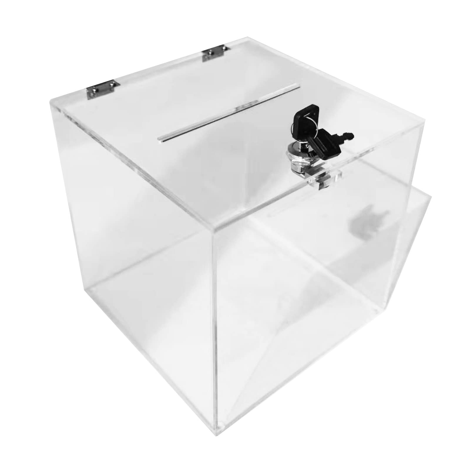 CiaoHER Acrylic Donation Box 12x12x12 Inches - Clear Ballot Suggestion Box for Money Storage, Voting, Charity Events, Contests & Feedback Collection - Perfect for Schools, Churches, Fundraisers & Community Centers