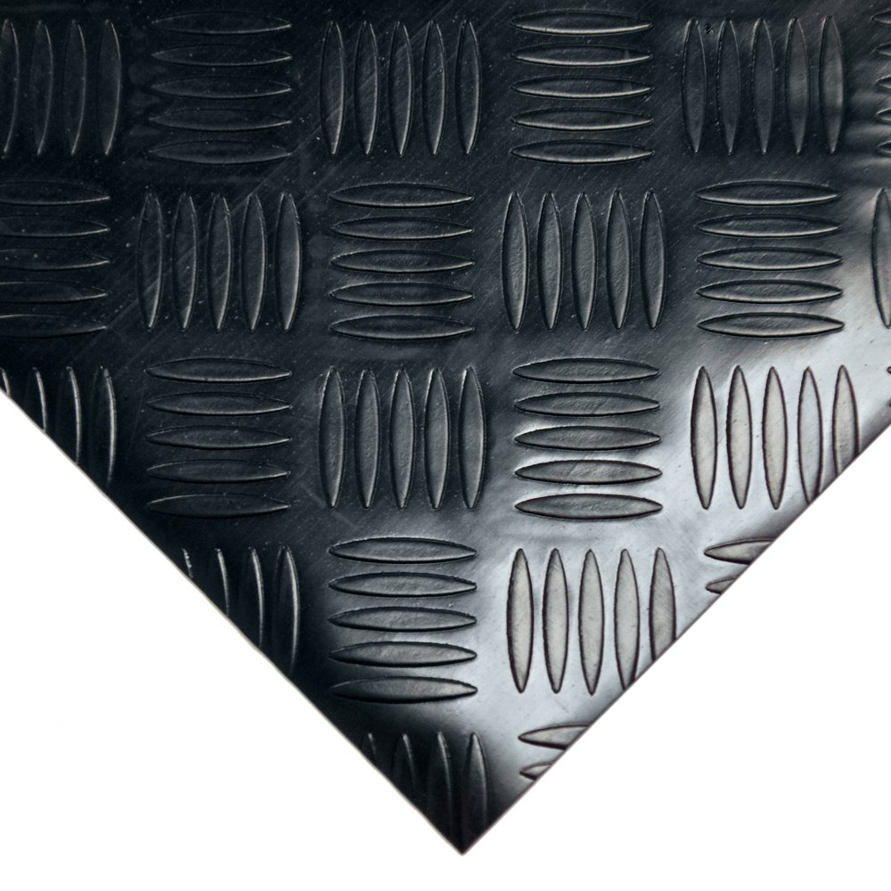 Rubber-Cal Diamond-Grip Anti-Slip Floor Mat for Kitchen, Garage & Workshop - Heavy Duty Rubber Flooring with Traction Safety Design