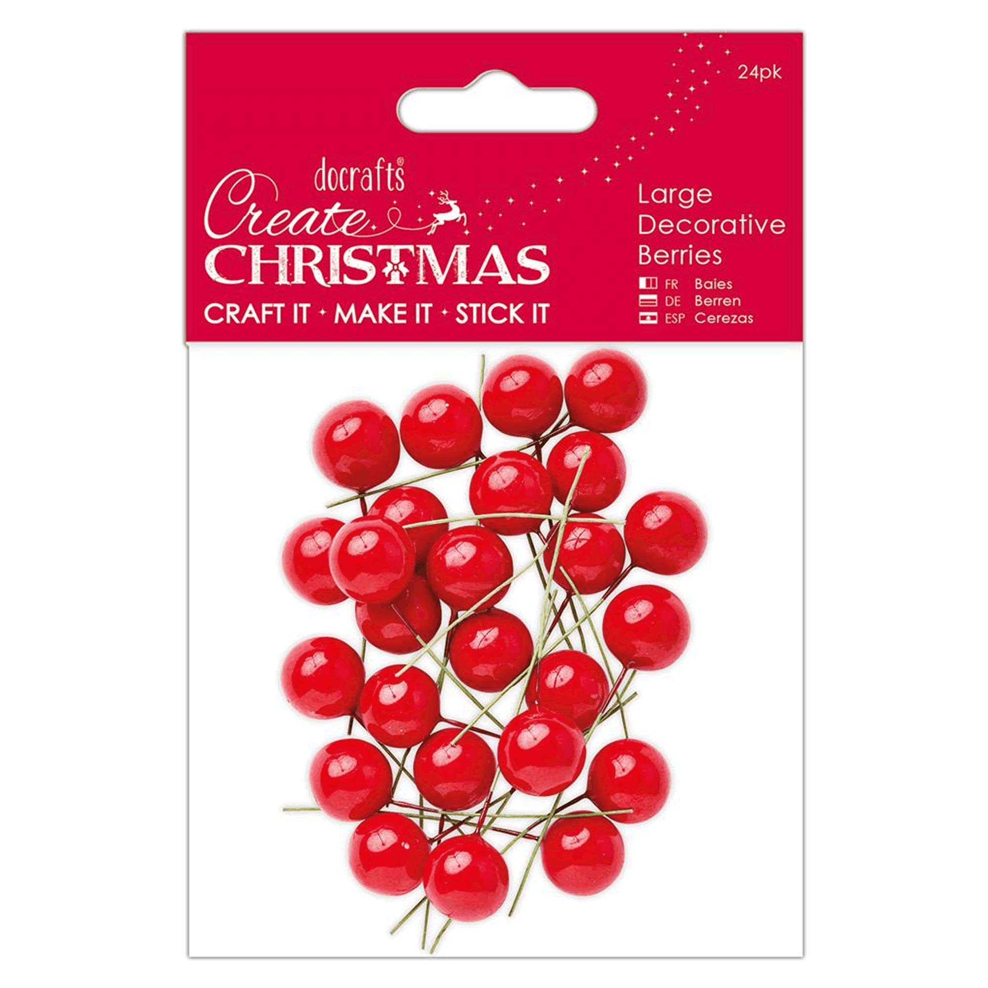 PMA 356935 Artificial Red Decorative Berries for DIY Crafts, Home Decor, Wreaths, and Centerpieces