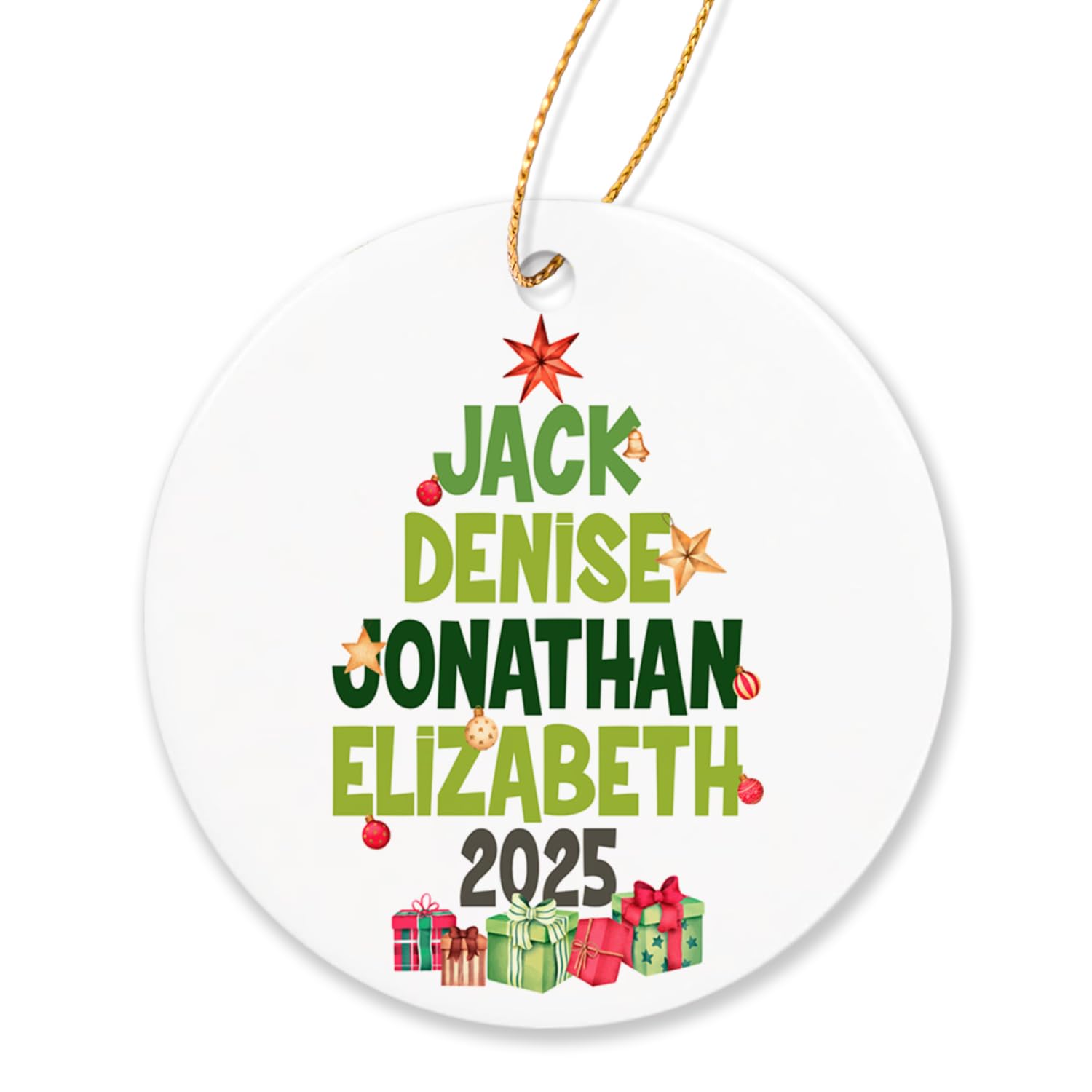 Personalized Family Name Christmas Ornament 2025 - Custom Engraved Tree Decor with Names - Perfect for Holiday Gifts, Family Reunions & Festive Home Decor