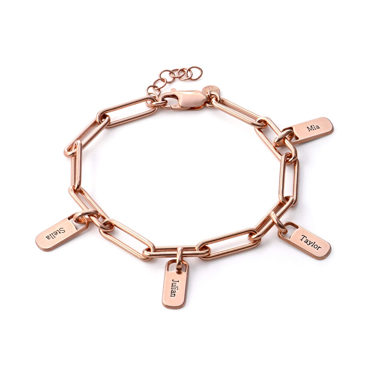 Personalized Chain Link Bracelet with Custom Tags & Heart Charms - Engrave Names - Women's Jewelry Gift for Mom, Wife, Daughter - Perfect for Mother's Day, Birthday, Anniversary & Special Occasions