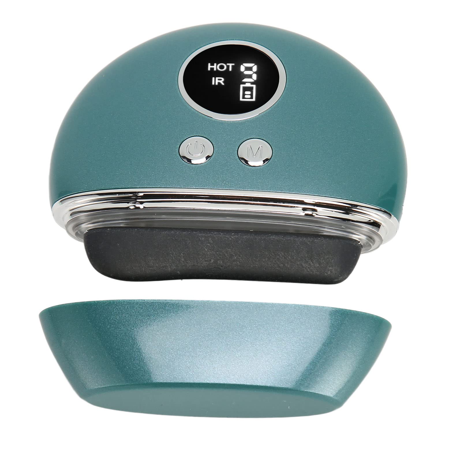 Electric Gua Sha Tool for Face & Body - Heated Bian Stone Massager with Vibration & Color Light Therapy - Green | Skin Tightening, Relaxation & Pain Relief for Home & Spa Use