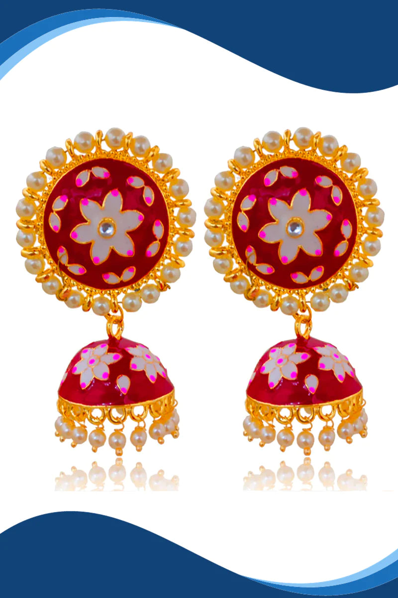 Exquisite White Floral Jhumka Earrings for Women | Traditional Indian Designer Studs | Perfect for Weddings, Parties & Ethnic Outfits