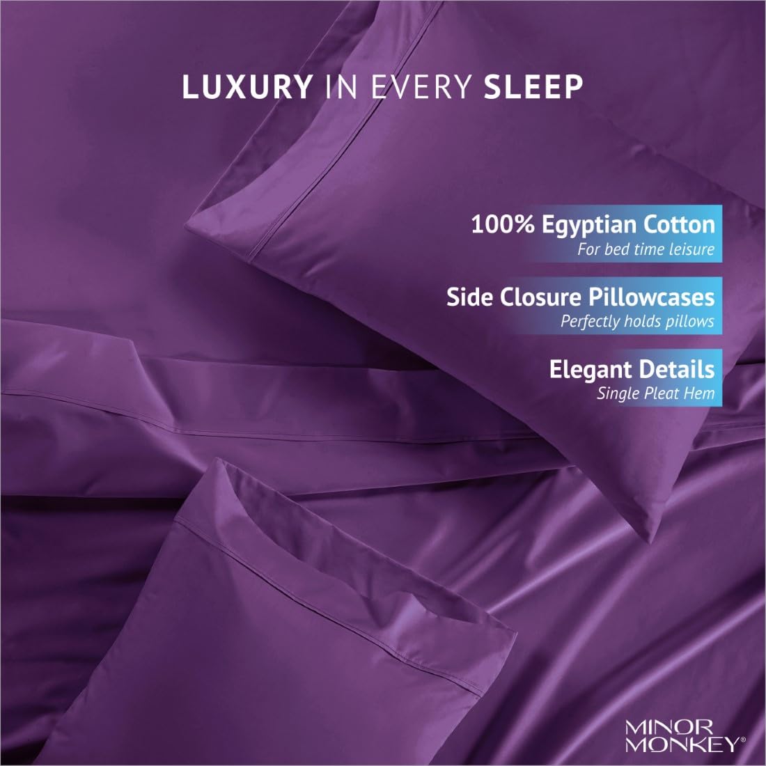 Luxury 1000 Thread Count California King Size Egyptian Cotton Sheets Set - 4Pc Soft Sateen Weave Bedding with 16