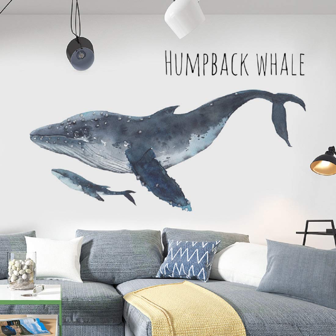 Humpback Whale Wall Decals - Marine Animal Stickers, Peel and Stick Art Mural Decor for Home, Office, Dorm, Party & Nursery - Perfect for Kids' Rooms, Ocean-Themed Decor & DIY Wall Art Projects
