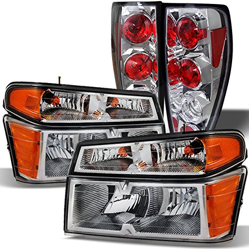 AKKON Replacement Headlights & Tail Lights Combo for Chevy Colorado/Canyon - Red & Clear LED Head Lamps & Tail Light Set for Off-Road, Night Driving & Car Customization