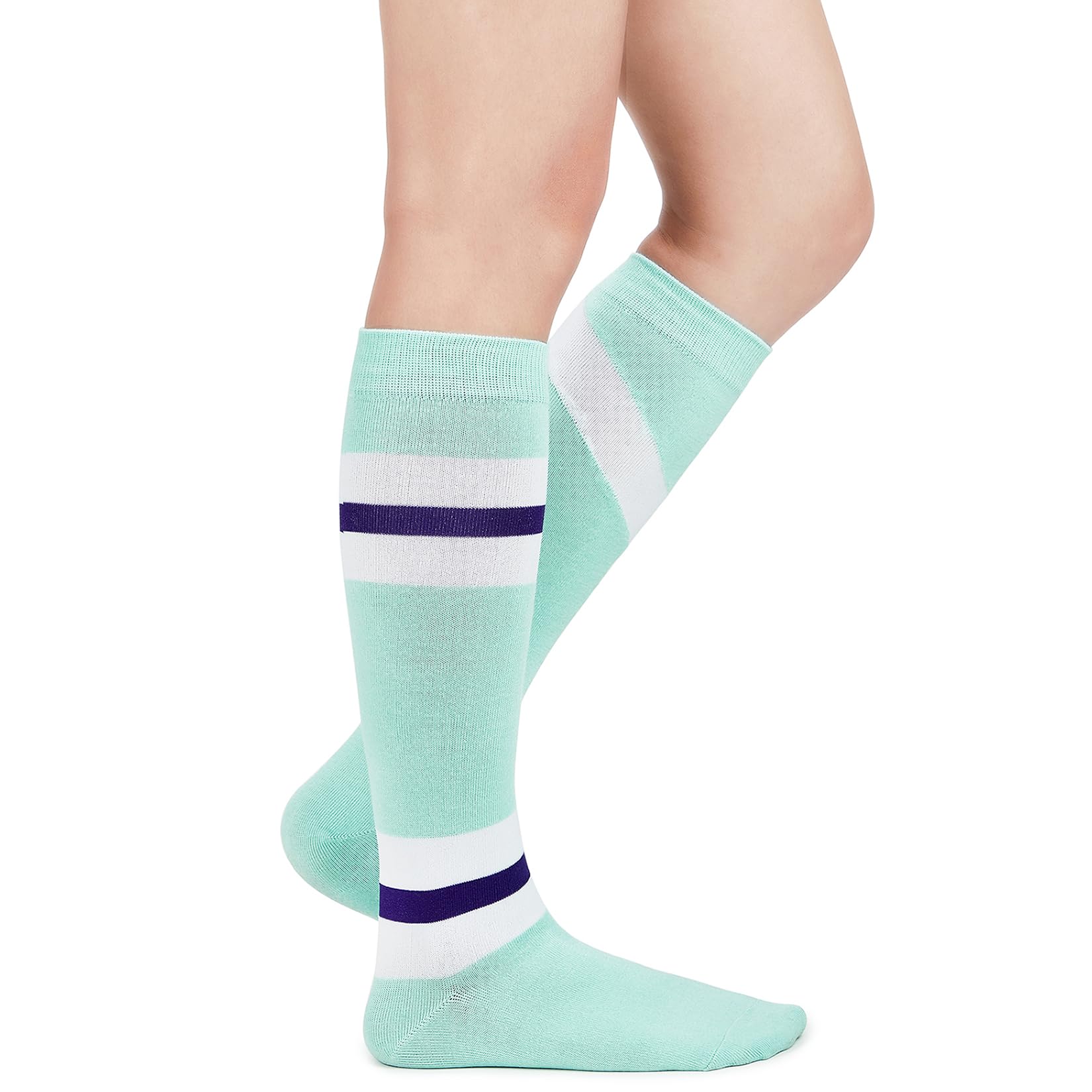 Century Star Women's Knee High Athletic Socks - Breathable Thin Striped Tube Stockings for Running, Hiking & Outdoor Sports - Perfect for Gym, Yoga & Casual Wear