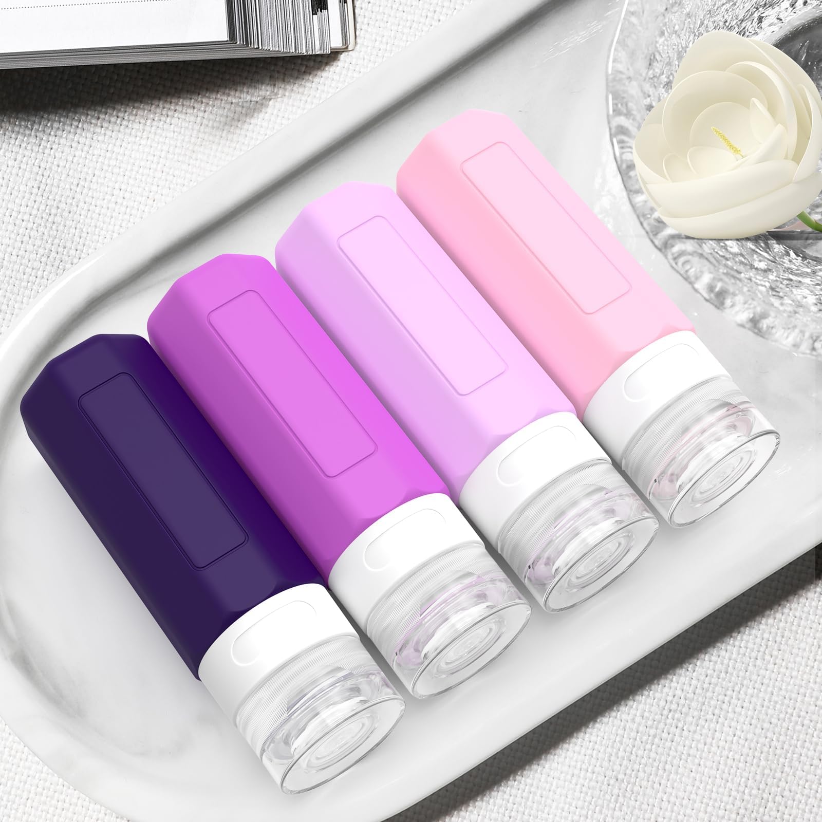 Redfly 3oz TSA Approved Travel Bottles - BPA Free Leak Proof Squeezable Toiletry Containers for Shampoo & Conditioner (Purple) | Perfect for Air Travel, Gym & Vacation Essentials