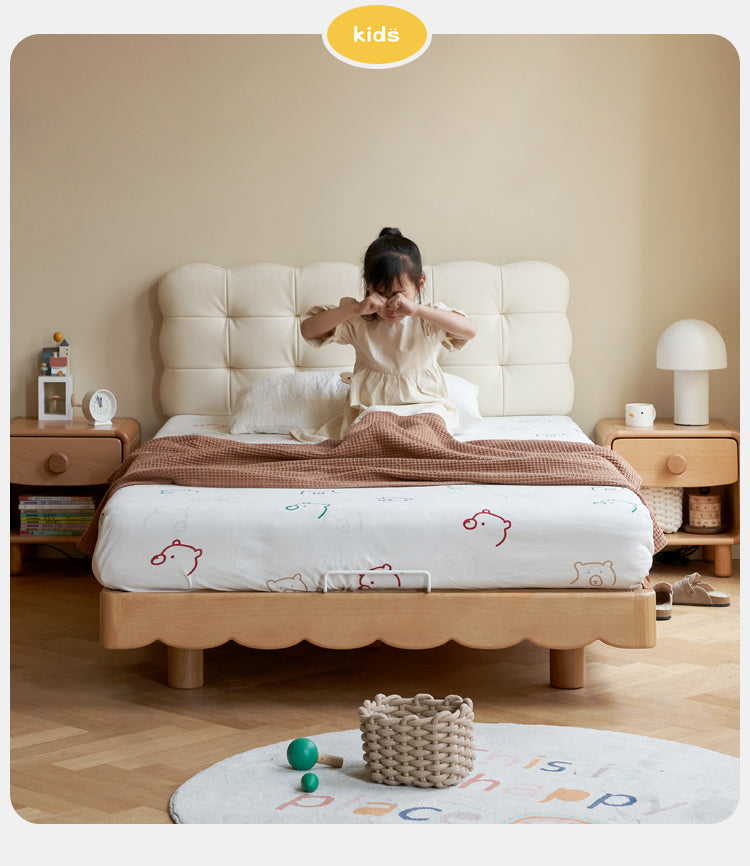Solid Beech Wood Kids Platform Bed - No Headboard, Eco-Friendly & Sturdy for Toddler & Children's Bedroom - Perfect for Small Spaces & Montessori Style Rooms