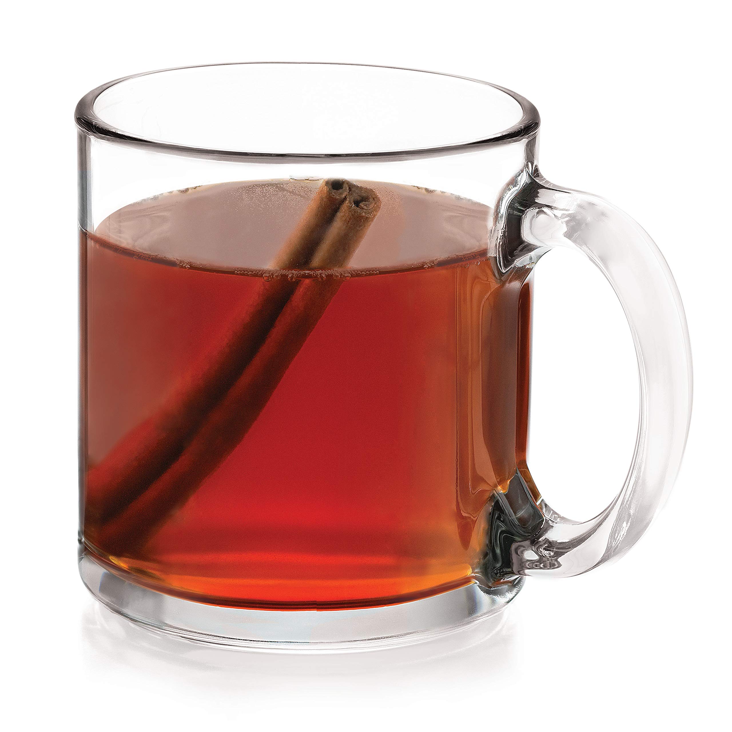 Libbey Robusta 13 oz Glass Mugs Set of 4 - Durable Clear Drinking Glasses for Coffee, Tea, Beer & Hot Beverages - Perfect for Home, Cafe, Restaurant & Office Use