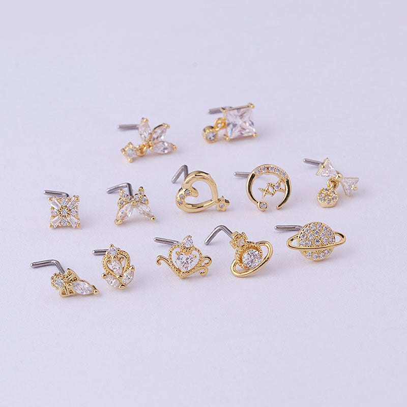 20G Small Dainty Nose Ring Stud Dangle Nose Piercing Jewelry for Women | HSPJ701 | Perfect for Everyday Wear, Parties & Special Occasions