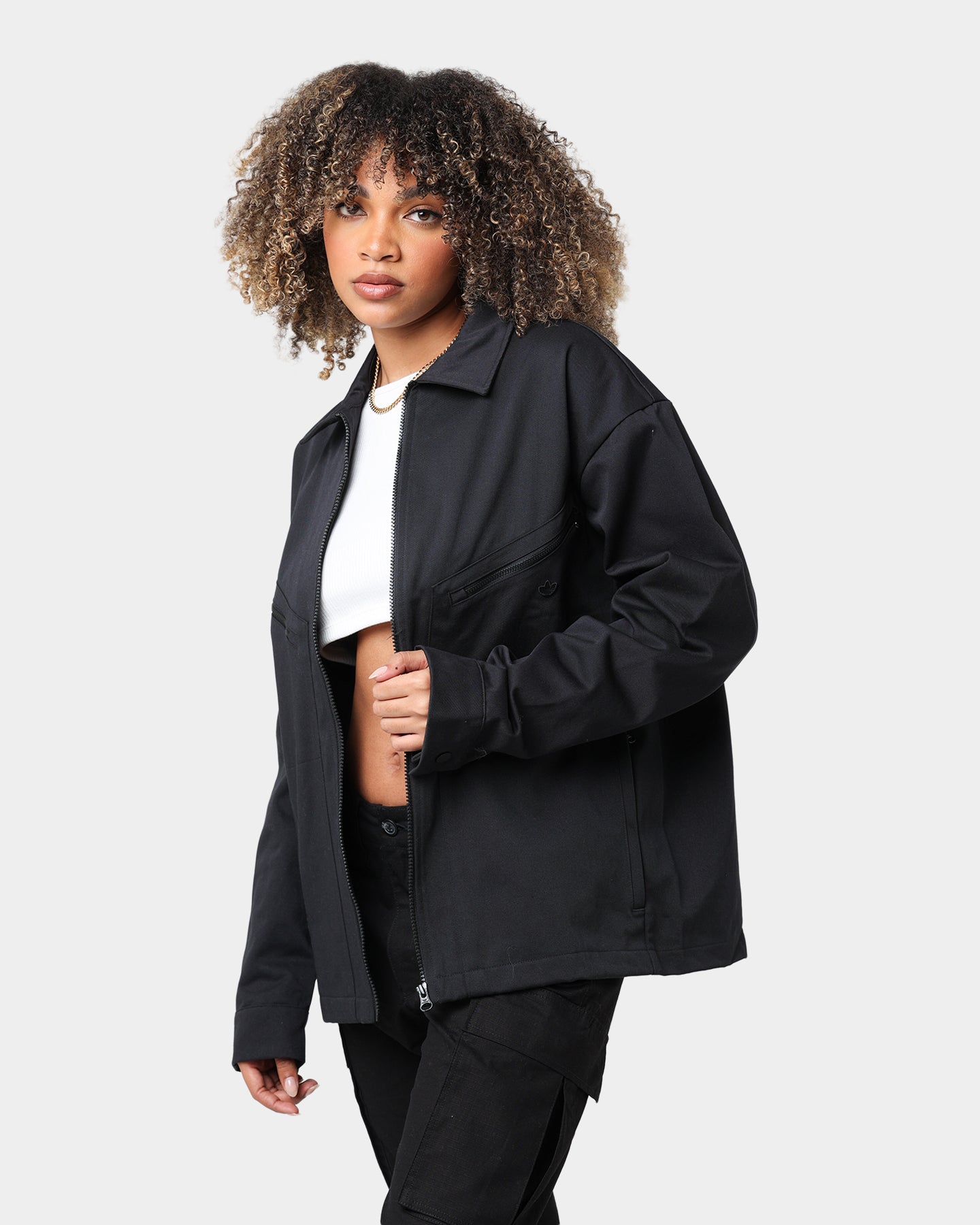 Adidas Trefoil Twill Blouson Jacket - Men's Casual Black Windbreaker for Outdoor Activities & Streetwear Fashion