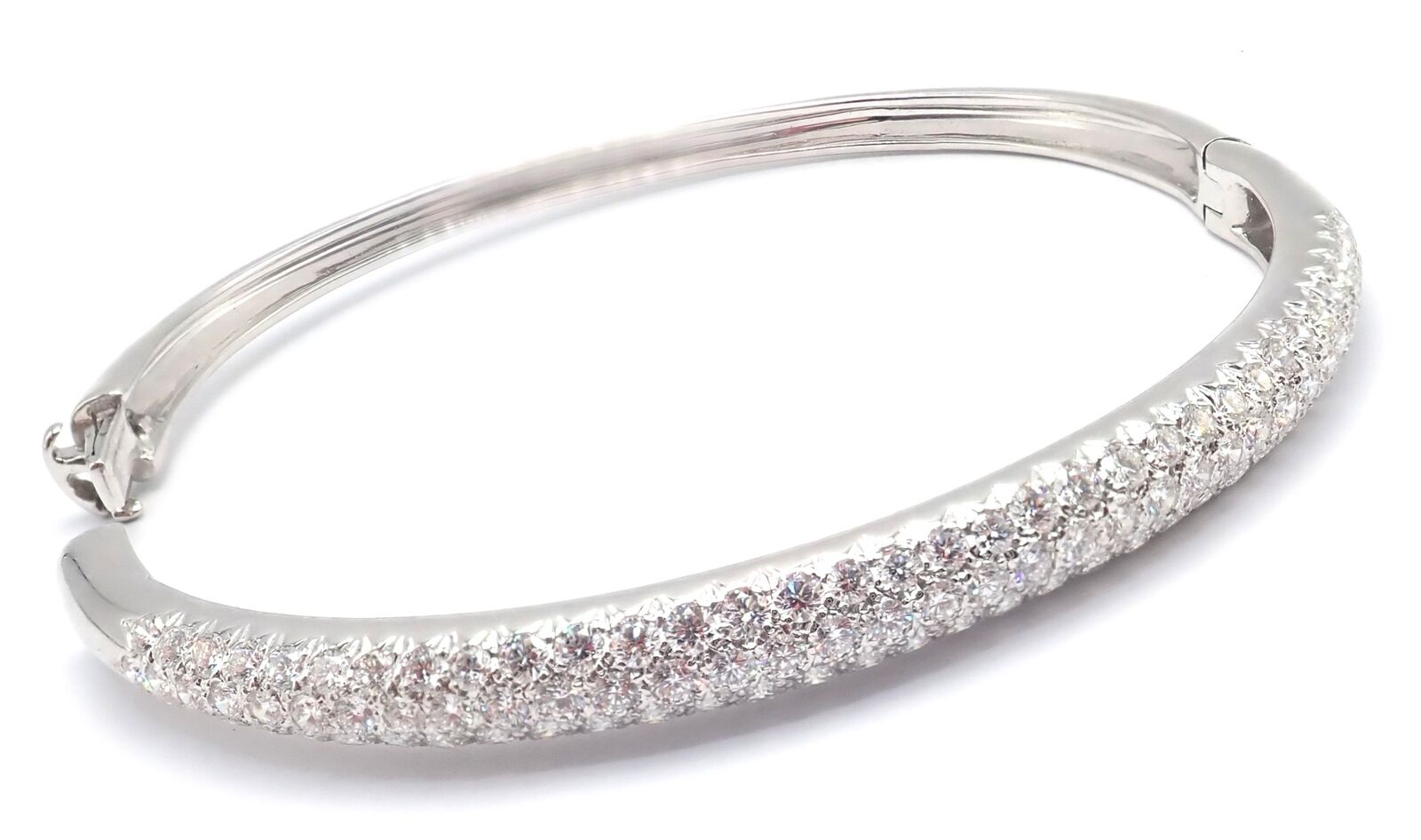 Authentic Van Cleef & Arpels Eve 18k White Gold Diamond Bangle Bracelet - Luxury Jewelry Gift for Women, Elegant Paper Box Packaging - Perfect for Anniversaries, Weddings & Special Occasions