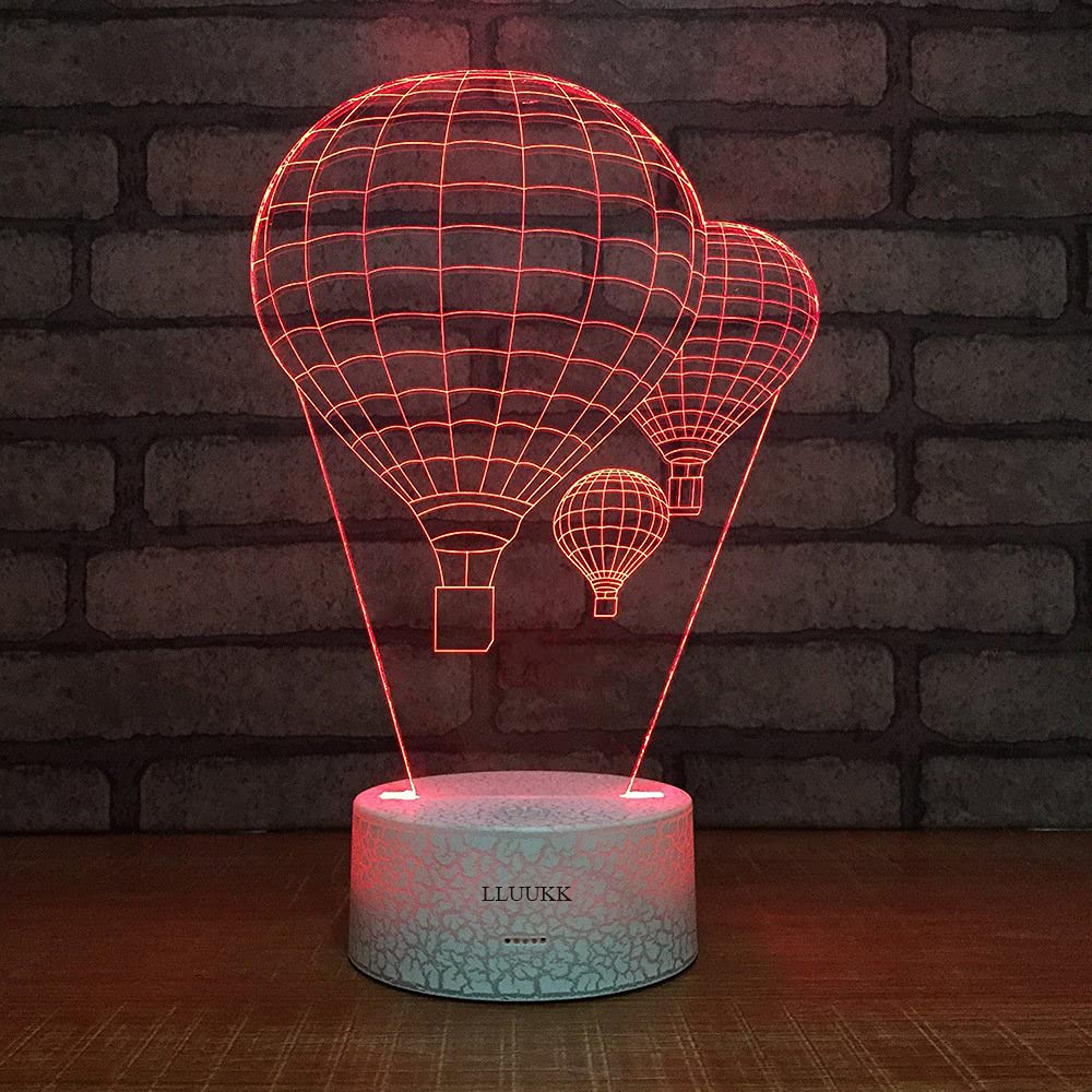 3D LED Hot Air Balloon Night Light - 7 Color Changing Touch Desk Lamp, Fire Balloon Decor for Bedroom, Nursery & Living Room | Perfect Birthday & Christmas Gift for Kids & Adults | Creates Cozy Ambiance for Relaxation & Sleep