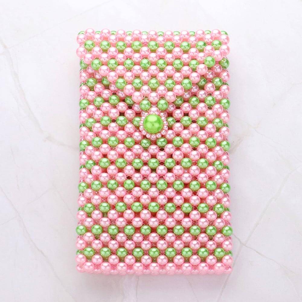 Pearl Beaded Phone Holder Crossbody Bag for Women - Stylish Hands-Free Purse with Adjustable Strap for iPhone, Samsung, Shopping & Travel Accessories
