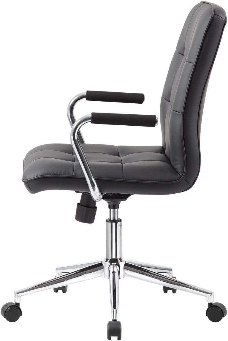 Ergonomic Boss Modern Office Chair with Chrome Arms - Adjustable Height & Lumbar Support - Black [B331 BK] for Home Office, Gaming & Executive Workspace
