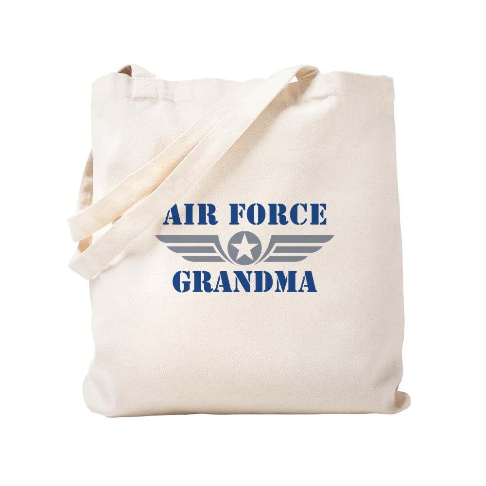 Air Force Grandma Tote Bag - Natural Canvas Reusable Shopping Bag for Military Moms & Grandmas - Perfect for Grocery Shopping, Beach Trips & Daily Errands