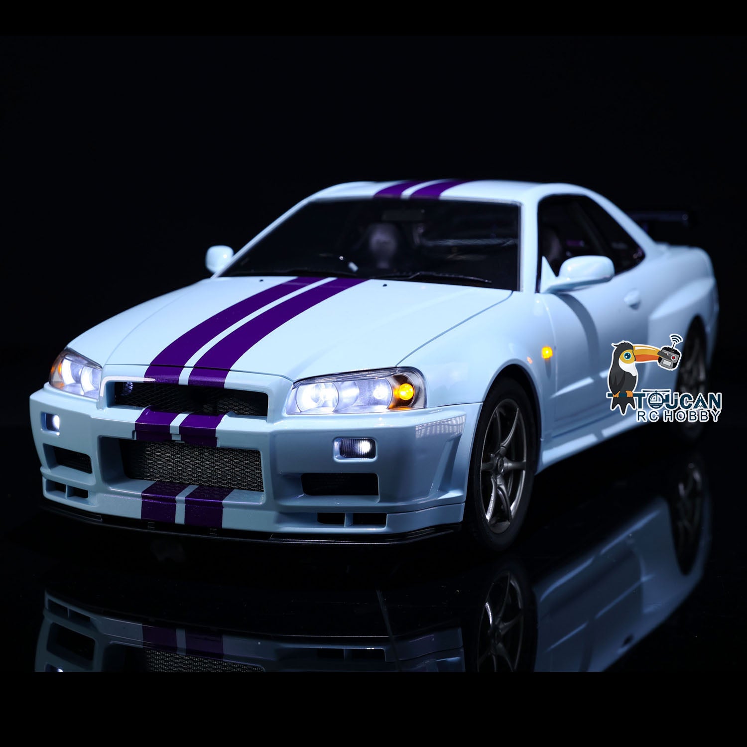 1/8 Scale R34 RC Racing Car 4WD High Speed Remote Control Drift Car with Metal Chassis, Smoke & Sound Effects - Ready to Run (RTR) - Perfect for Off-Road Racing, Drifting & Backyard Fun