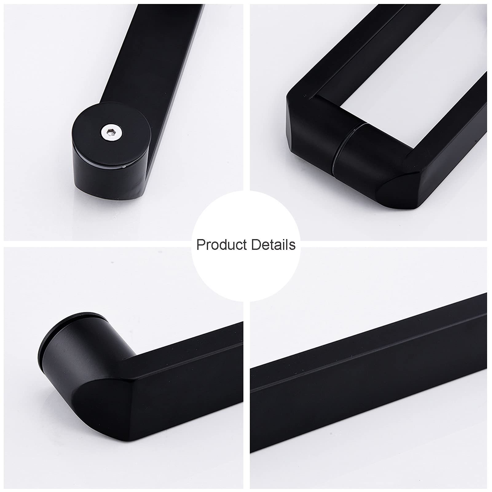 Stainless Steel Push Pull Glass Door Handle - Black Bathroom Shower Door Replacement Handle (275mm+475mm) - Perfect for Modern Homes, Office Glass Doors & Shower Enclosures