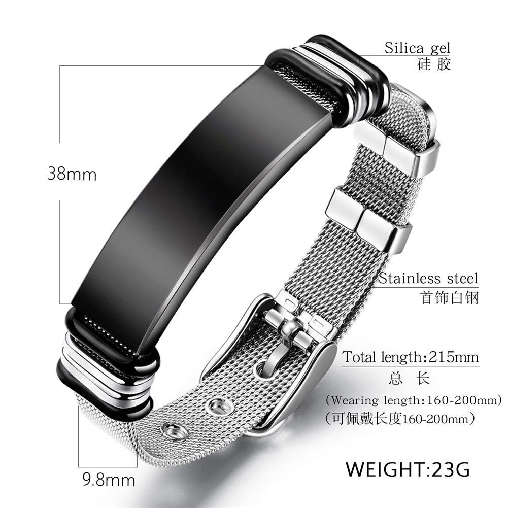 ZKXXJ Medical Alert ID Bracelet for Men & Women - Adjustable Stainless Steel Mesh Cuff with Health & Allergy Alert Engraving - Perfect for Emergency Situations, Travel & Daily Wear