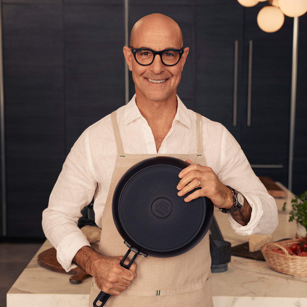 Stanley Tucci™ Ceramic Nonstick 6.5 Quart Essential Stanley Pan - Milano Black | Premium Cookware for Sautéing, Frying & Braising | Perfect for Home Chefs & Professional Kitchens