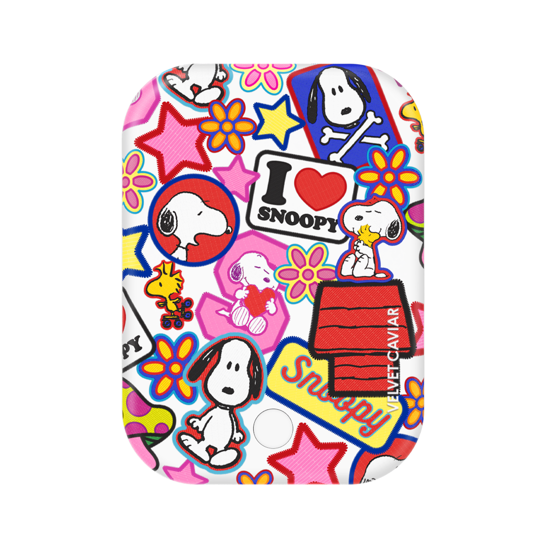 Snoopy Patchwork MagSafe Battery Pack for iPhone - Portable Wireless Charger with 5000mAh Power Bank, Perfect for Travel, Work & Outdoor Adventures