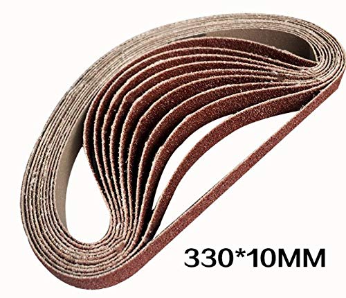 10-Piece 330x10mm Abrasive Belt Sander Sanding Belts for Metal & Wood Polishing, Deburring - Grit 36/40/60/80/120/180/240/320/400/600 (Grit 60) - Perfect for DIY Projects, Woodworking & Metalworking