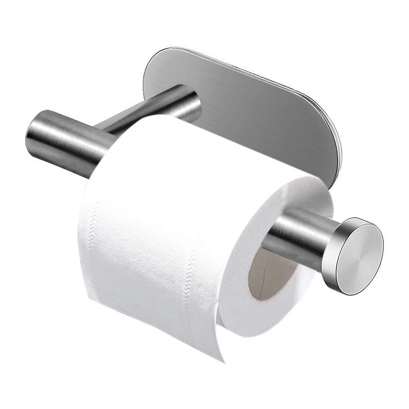 Stainless Steel Self Adhesive Toilet Paper Holder - No Drill Wall Mount Bathroom & Kitchen Paper Towel Rack - Space Saving Silver Bath Accessory for Home, RV, Dorm (Color: Silver)