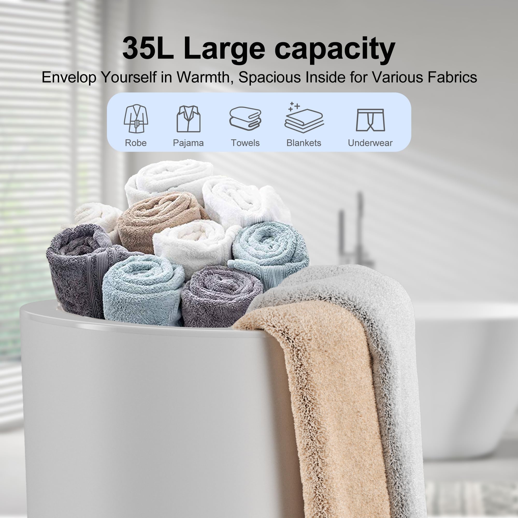 Luxury Electric Towel Warmer for Bathroom with Aroma Tray & Auto Shut Off - Adjustable Timer 15/30/45/60 Minutes - Fits Oversized Towels, Blankets & Bathrobes - Perfect Gift for Home Spa & Cozy Winter Nights