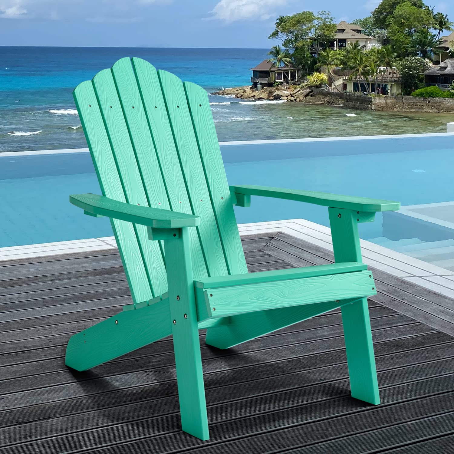 Premium Adirondack Chair for Outdoor Patio & Garden - Weather-Resistant, Durable & Comfortable Green Accent Chair - Perfect for Relaxing, Lounging & Backyard Decor