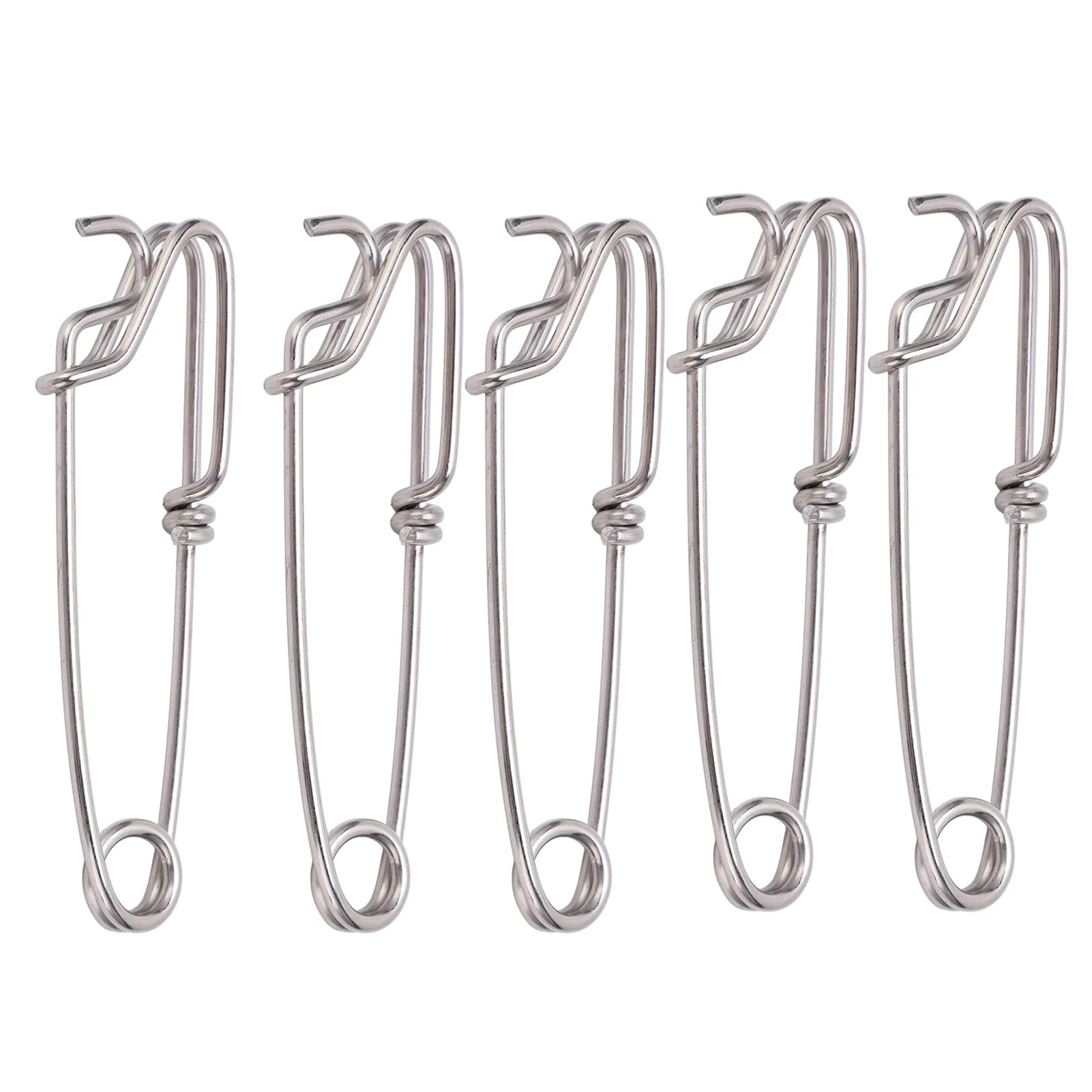 **5-Pack Stainless Steel Fishing Clips for Longline Fishing - Durable 3.0 x 110mm Hooks - Perfect for Saltwater & Freshwater Anglers - Ideal for Trolling, Deep Sea & Shore Fishing**