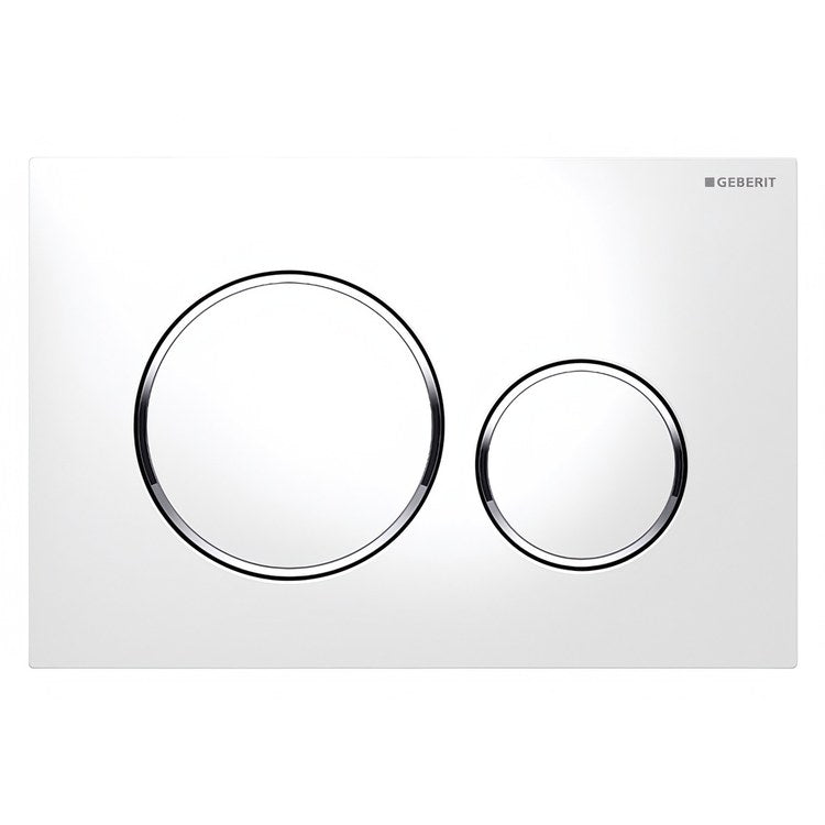 Sigma20 Dual Flush Actuator Plate - White with Polished Chrome Accent for Sigma Concealed Toilet Tanks (2x6 & 2x4 Installations) - Durable Plastic Replacement Part for Bathroom Renovation & Commercial Restrooms