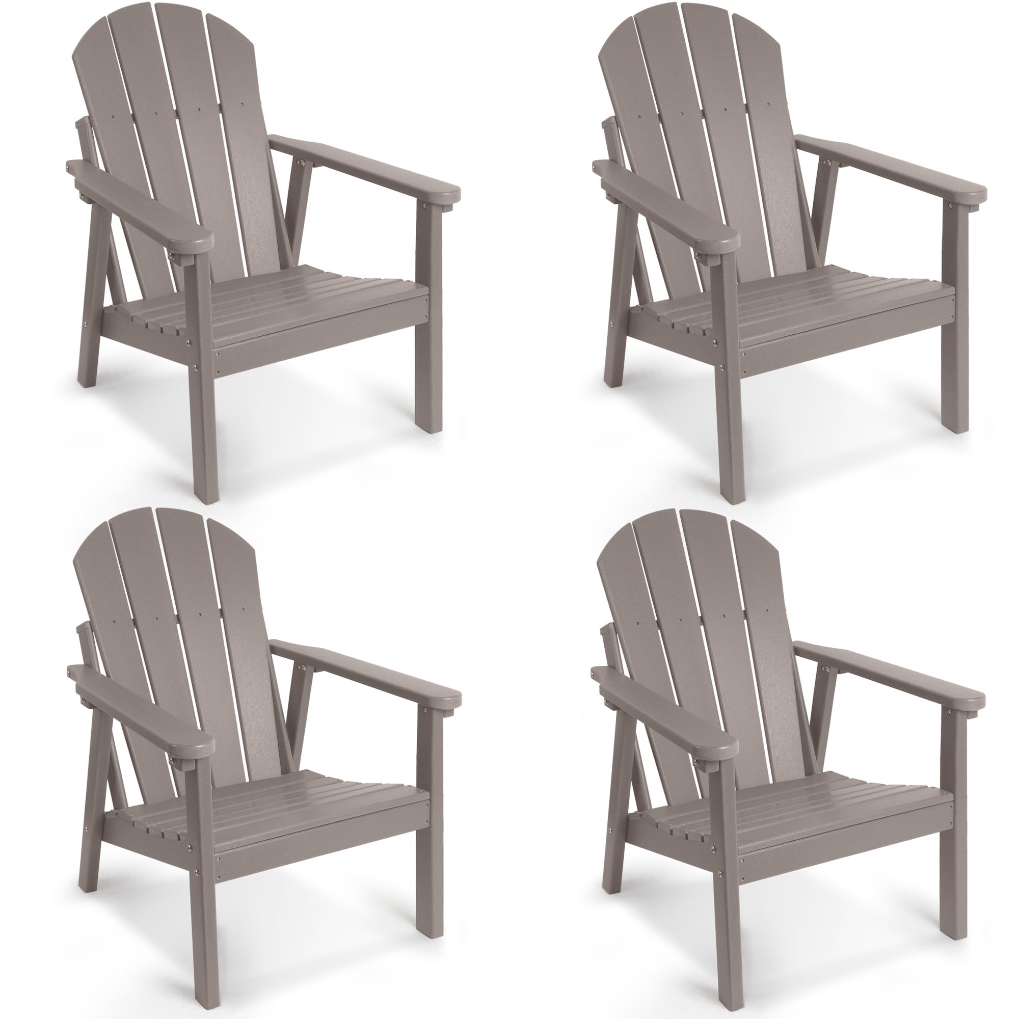 Premium HDPE All-Weather Adirondack Chair Set of 4 - Durable Outdoor Patio, Fire Pit & Lawn Chairs for Porch, Poolside, Deck & Backyard Relaxation