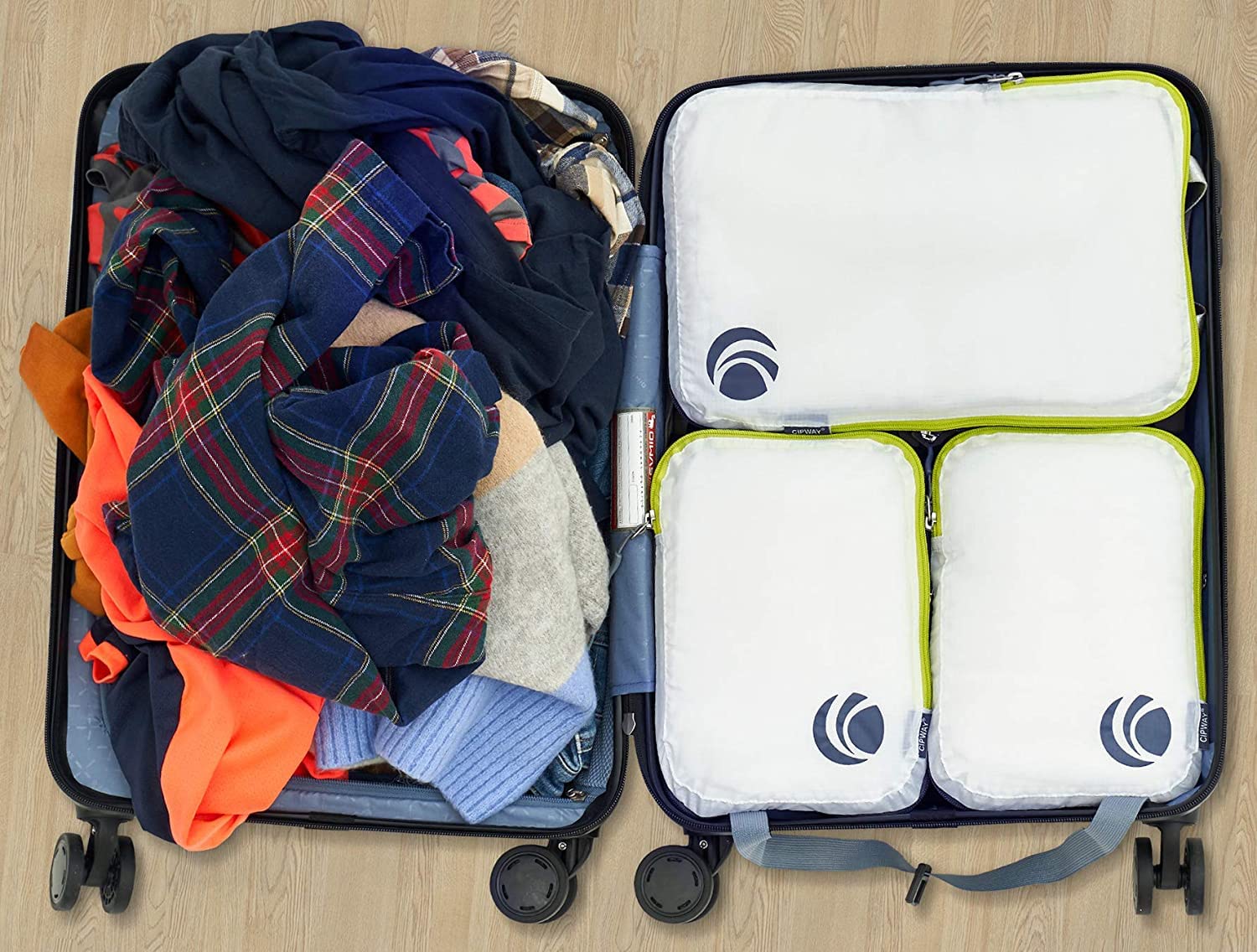 Ultralight Expandable Travel Packing Cubes Set (3-Piece) - Compression Organizers for Carry-On Luggage - Perfect for Business Trips & Vacation Packing - White