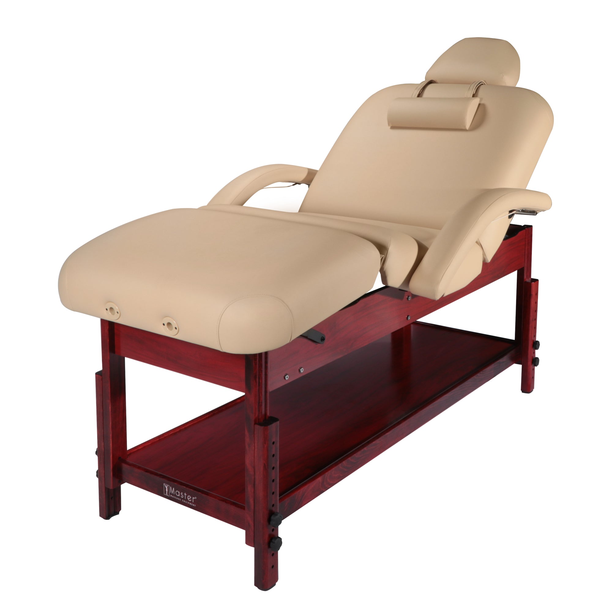 Professional Claudia Stationary Massage Table with Adjustable Pneumatic Backrest & Leg Rest - Spa Salon Beauty Bed with Mahogany Legs - Perfect for Massage Therapists, Chiropractors, and Home Relaxation