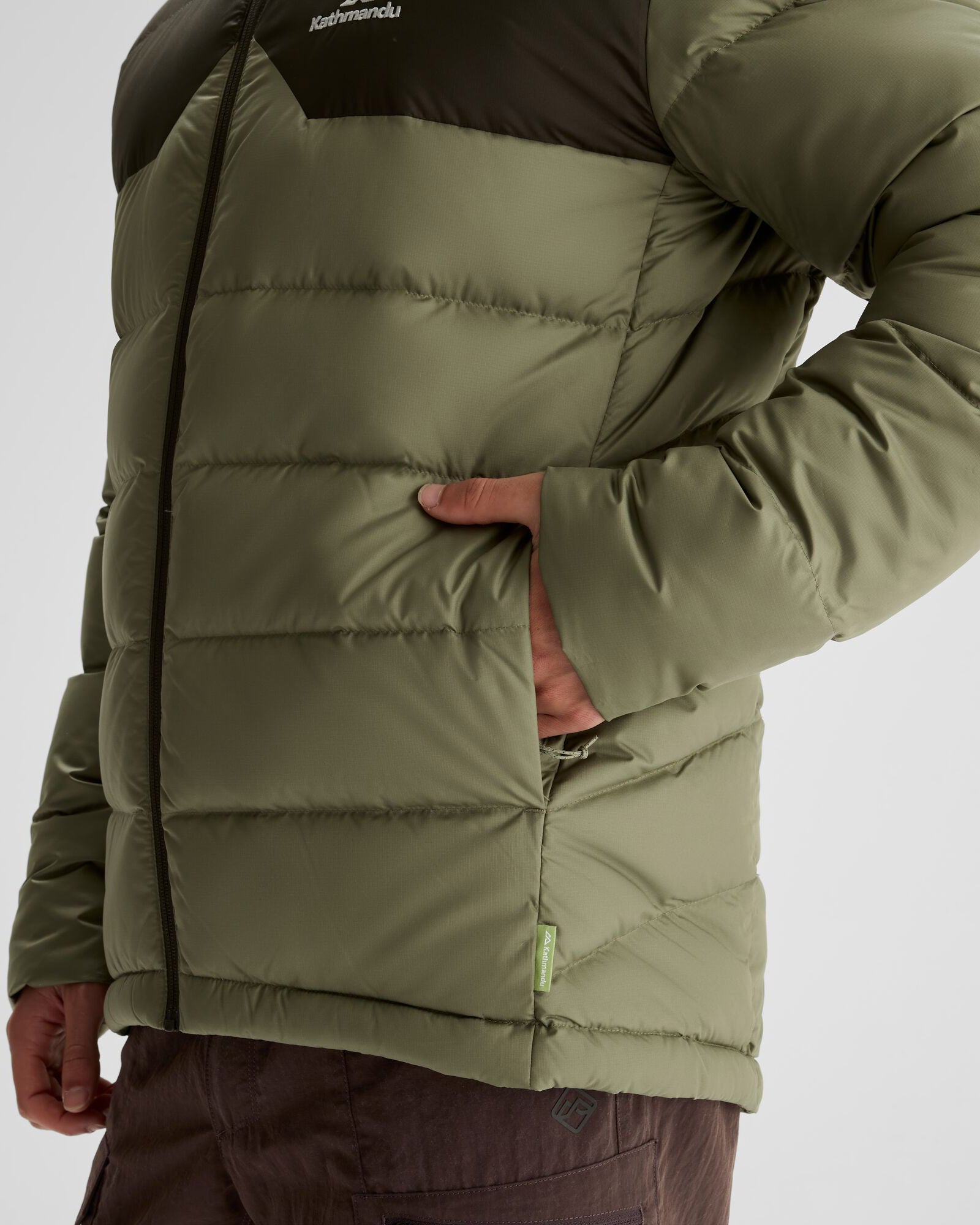 Men's Epiq Down Jacket - Waterproof Winter Coat for Outdoor Activities, Hiking & Camping | Beech/Dark Moss Color Options