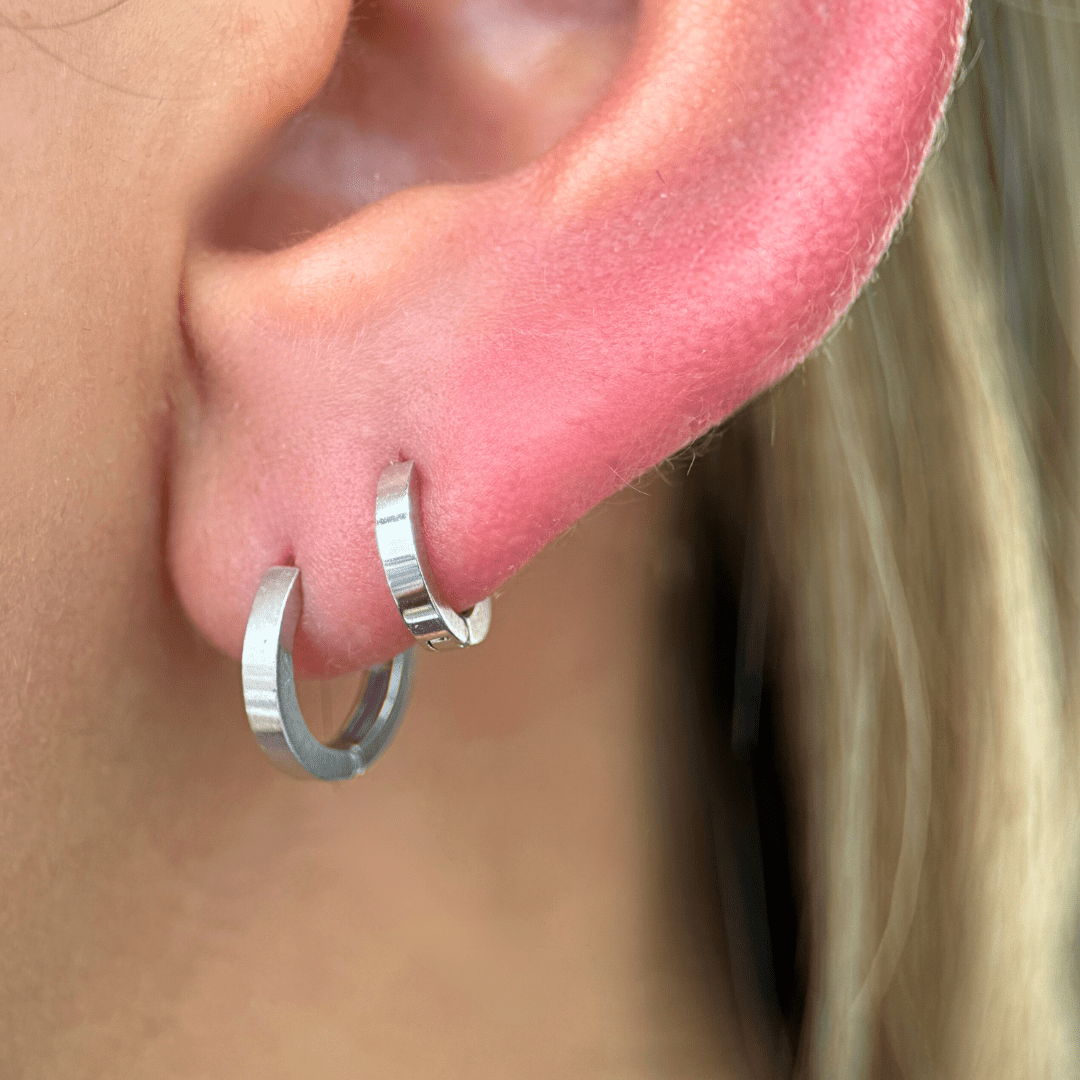 14K Solid White Gold Mini Hoop Earrings for Women - Dainty Everyday Studs, Perfect for Work, Date Night & Gifting