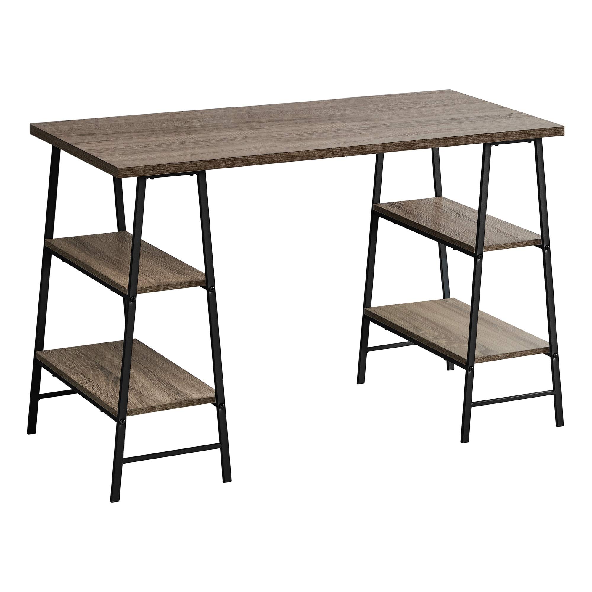 Ergonomic 48-Inch Computer Desk with Dark Taupe Finish & Black Metal Frame - Perfect for Home Office, Gaming, and Study Spaces