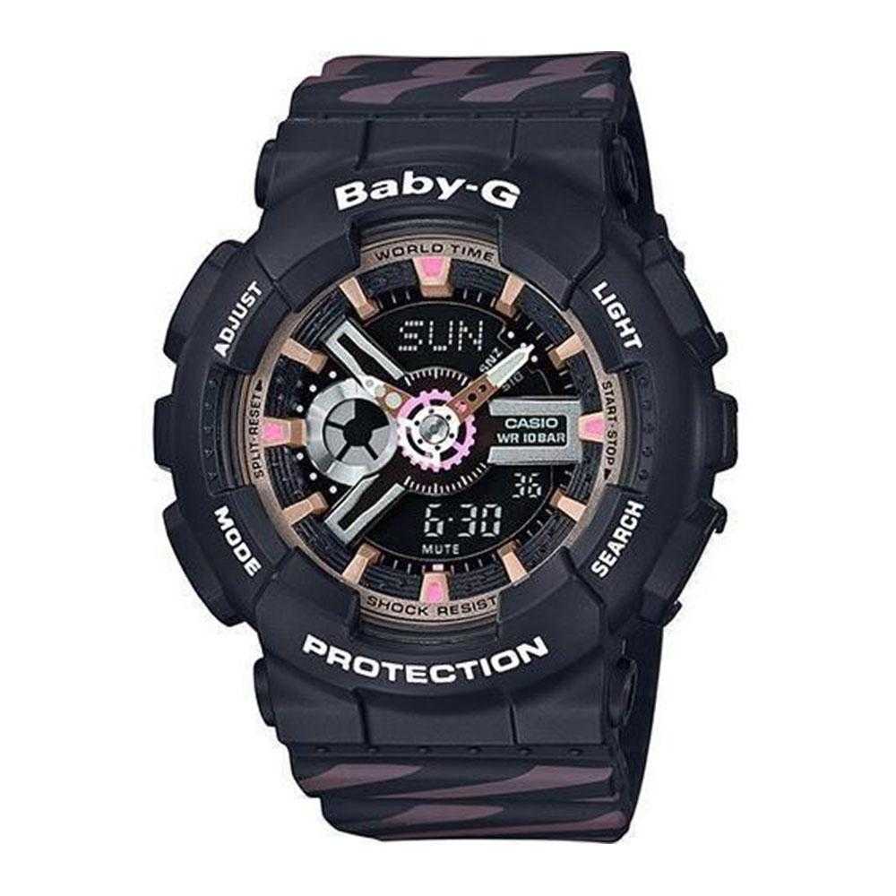 CASIO BABY-G BA-110CH-1ADR Digital Quartz Watch for Women - Black Resin Band, Shock Resistant, Water Resistant - Perfect for Sports, Outdoor Activities & Everyday Wear