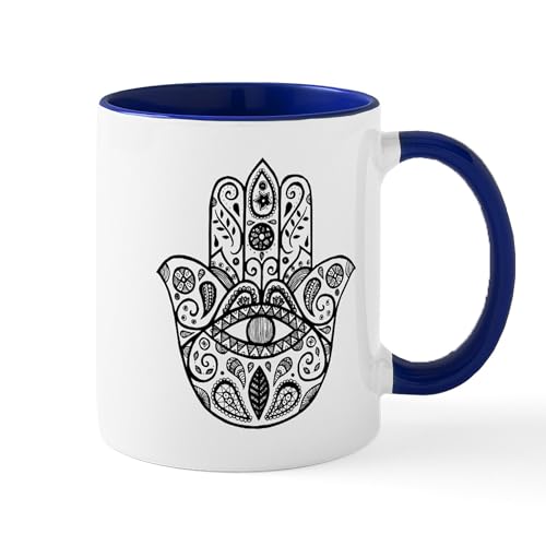 White/Navy Inside - The Hamsa Hand Mugs
