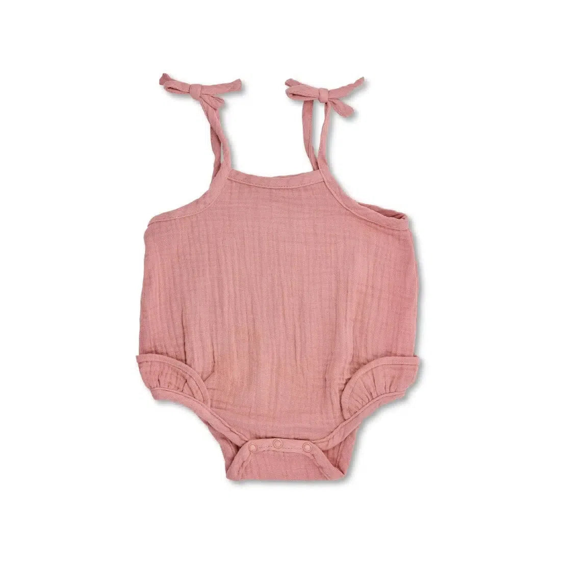 Organic Muslin Ruffle Romper for Baby Girls | Soft Cotton Jumpsuit | Apple Park Terra Cotta | Perfect for Playtime, Photo Shoots & Everyday Wear