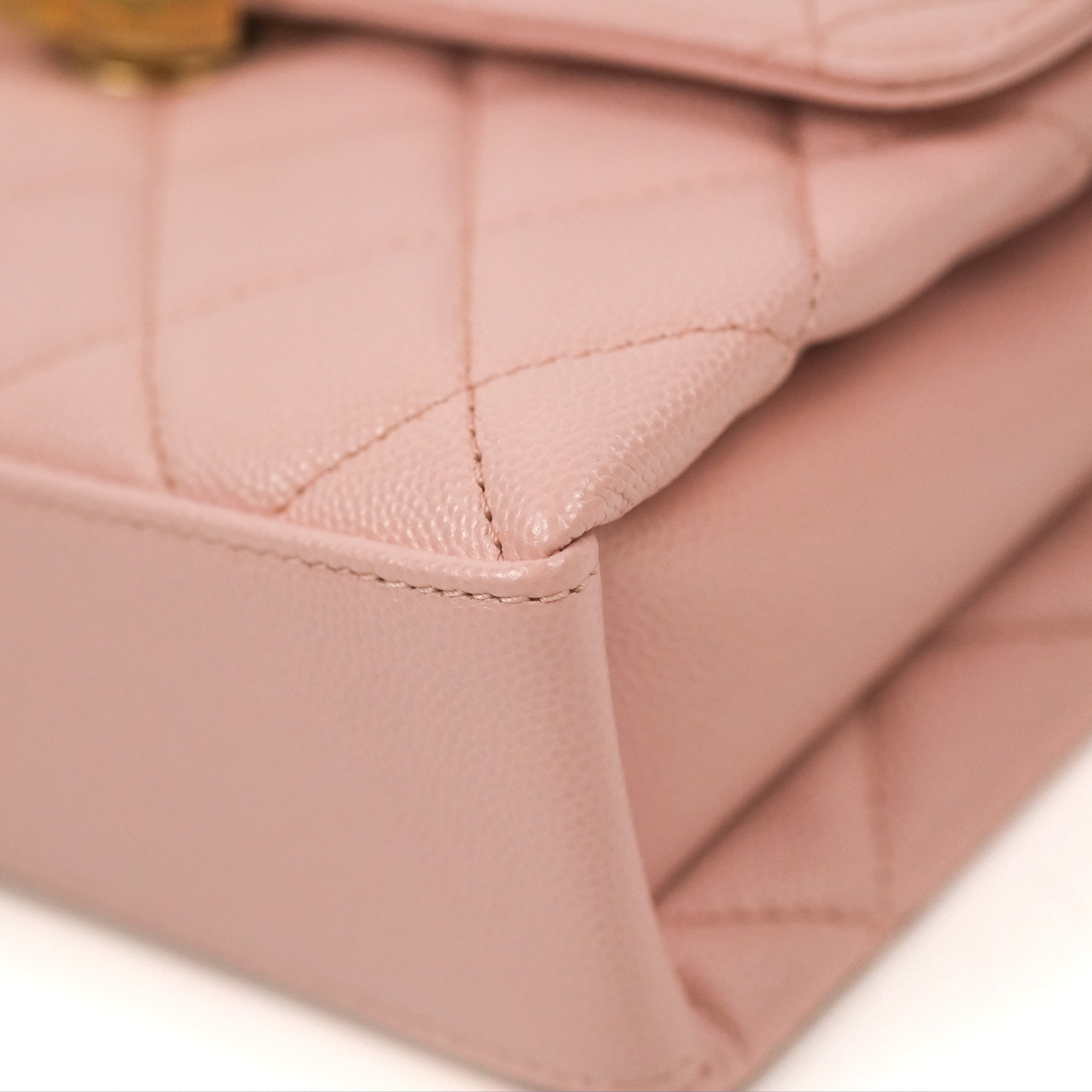 Chanel Carry Me Top Handle Flap Bag in Pink Caviar Leather with Aged Gold Hardware 23S Collection - Perfect for Date Nights, Parties & Special Occasions