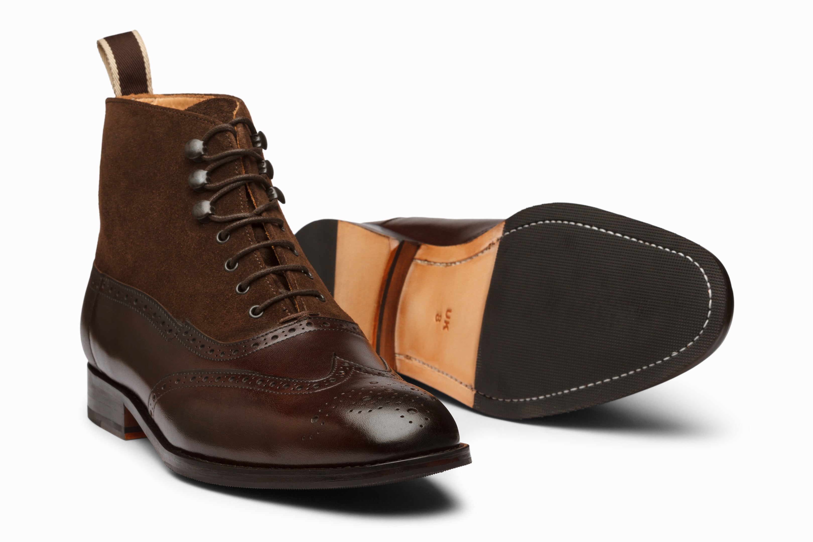 Premium Suede & Leather Balmoral Boots for Men - Dark Brown | Classic Dress Shoes for Business, Office & Formal Occasions