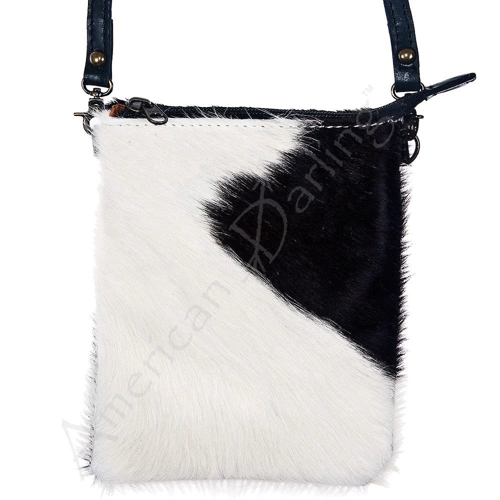 American Darling Genuine Leather Black and White Hide Messenger Bag - Stylish Crossbody Bag for Work, Travel & Everyday Use