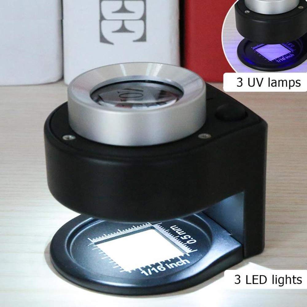 30X Magnifying Glass with LED Light - Full Metal Folding Magnifier Lens for Jewelry, Coins, Stamps & Reading | Portable Loupe for Thread Counting, Fabric Inspection & Hobbyists